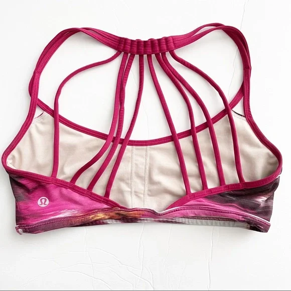 Lululemon Lighten Up Bra Strappy Berry Rumble Sz 6 - Picture 3 of 4